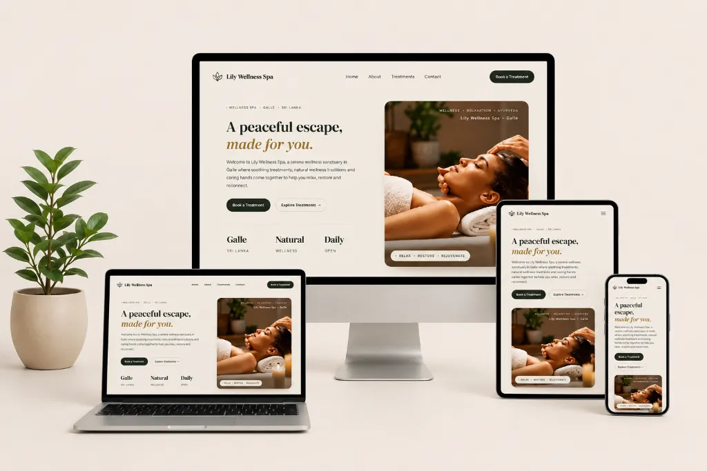 Lily Wellness Spa Website